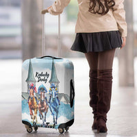 Kentucky Horse Racing Personalized Luggage Cover Churchill Downs Roses Pastel Blue