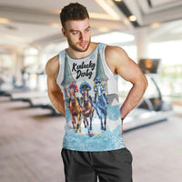 Kentucky Horse Racing Personalized Men Tank Top Churchill Downs Roses Pastel Blue