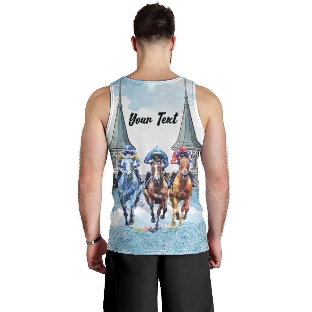 Kentucky Horse Racing Personalized Men Tank Top Churchill Downs Roses Pastel Blue