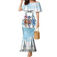 Kentucky Horse Racing Personalized Mermaid Dress Churchill Downs Roses Pastel Blue