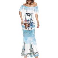 Kentucky Horse Racing Personalized Mermaid Dress Churchill Downs Roses Pastel Blue