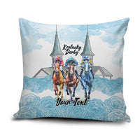 Kentucky Horse Racing Personalized Pillow Cover Churchill Downs Roses Pastel Blue