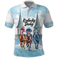 Kentucky Horse Racing Personalized Polo Shirt Churchill Downs Roses Pastel Blue