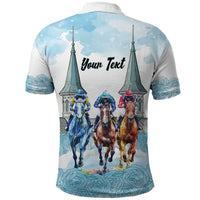 Kentucky Horse Racing Personalized Polo Shirt Churchill Downs Roses Pastel Blue