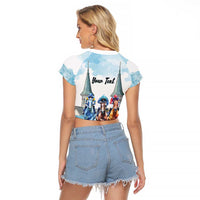 Kentucky Horse Racing Personalized Raglan Cropped T Shirt Churchill Downs Roses Pastel Blue
