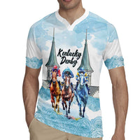 Kentucky Horse Racing Personalized Rugby Jersey Churchill Downs Roses Pastel Blue