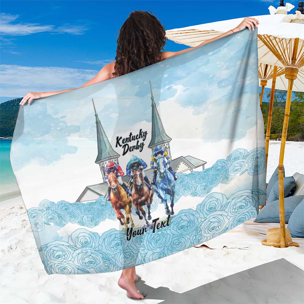Kentucky Horse Racing Personalized Sarong Churchill Downs Roses Pastel Blue