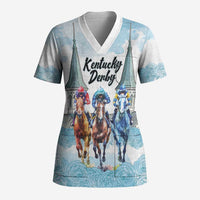Kentucky Horse Racing Personalized Scrub Top Churchill Downs Roses Pastel Blue