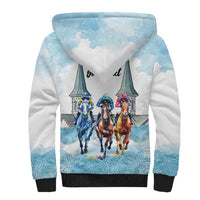 Kentucky Horse Racing Personalized Sherpa Hoodie Churchill Downs Roses Pastel Blue