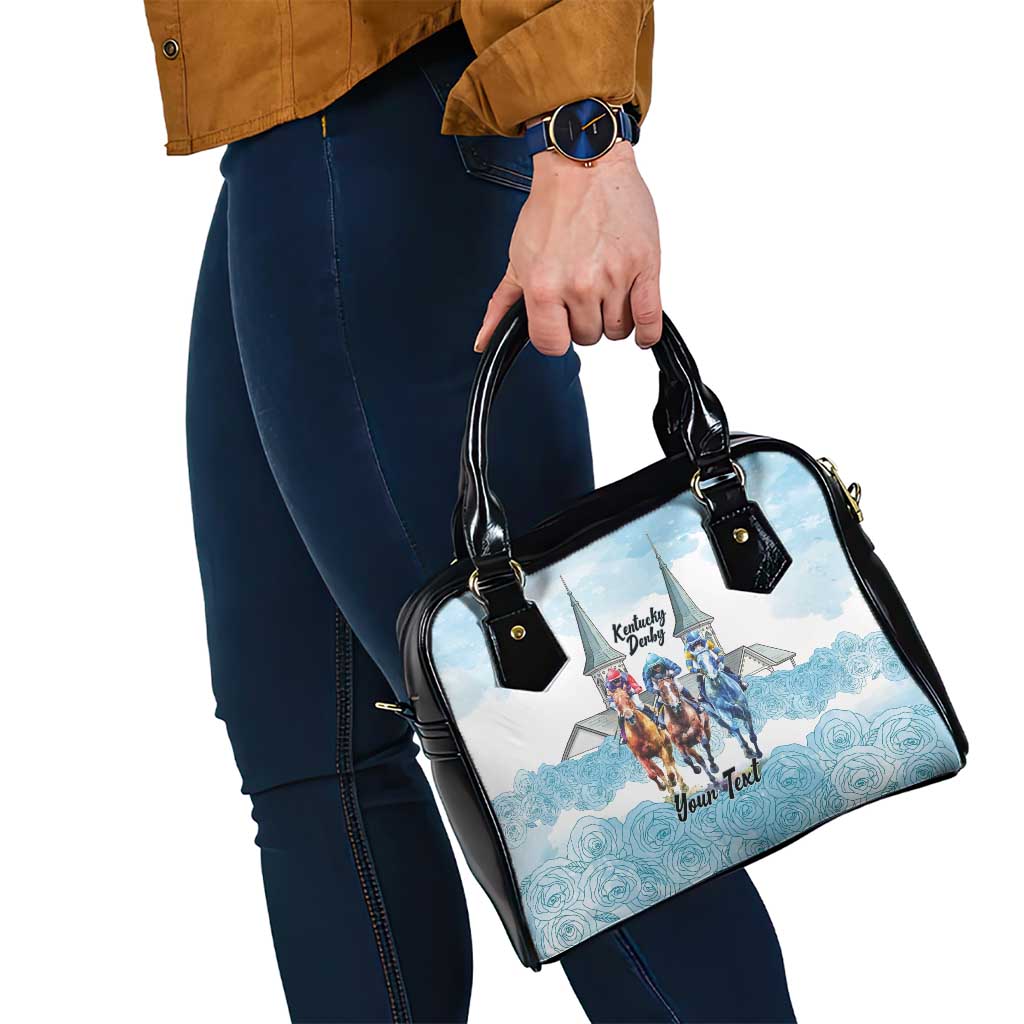 Kentucky Horse Racing Personalized Shoulder Handbag Churchill Downs Roses Pastel Blue