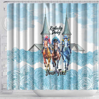 Kentucky Horse Racing Personalized Shower Curtain Churchill Downs Roses Pastel Blue