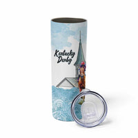 Kentucky Horse Racing Personalized Skinny Tumbler Churchill Downs Roses Pastel Blue