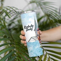 Kentucky Horse Racing Personalized Skinny Tumbler Churchill Downs Roses Pastel Blue