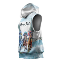 Kentucky Horse Racing Personalized Sleeveless Hoodie Churchill Downs Roses Pastel Blue