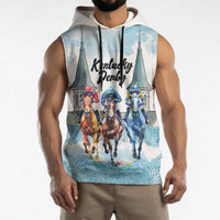 Kentucky Horse Racing Personalized Sleeveless Hoodie Churchill Downs Roses Pastel Blue