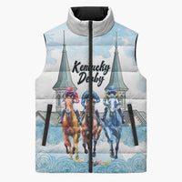 Kentucky Horse Racing Personalized Sleeveless Puffer Jacket Churchill Downs Roses Pastel Blue