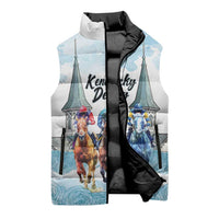 Kentucky Horse Racing Personalized Sleeveless Puffer Jacket Churchill Downs Roses Pastel Blue