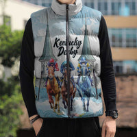 Kentucky Horse Racing Personalized Sleeveless Puffer Jacket Churchill Downs Roses Pastel Blue