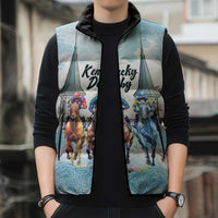 Kentucky Horse Racing Personalized Sleeveless Puffer Jacket Churchill Downs Roses Pastel Blue