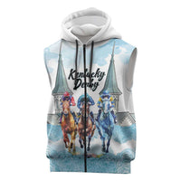Kentucky Horse Racing Personalized Sleeveless Zip Hoodie Churchill Downs Roses Pastel Blue