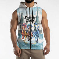 Kentucky Horse Racing Personalized Sleeveless Zip Hoodie Churchill Downs Roses Pastel Blue