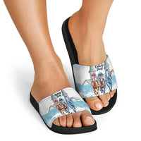 Kentucky Horse Racing Personalized Slide Sandals Churchill Downs Roses Pastel Blue