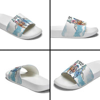 Kentucky Horse Racing Personalized Slide Sandals Churchill Downs Roses Pastel Blue