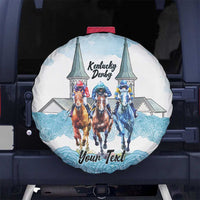 Kentucky Horse Racing Personalized Spare Tire Cover Churchill Downs Roses Pastel Blue