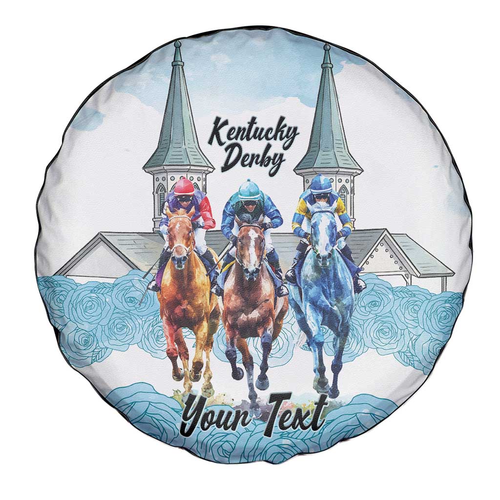 Kentucky Horse Racing Personalized Spare Tire Cover Churchill Downs Roses Pastel Blue