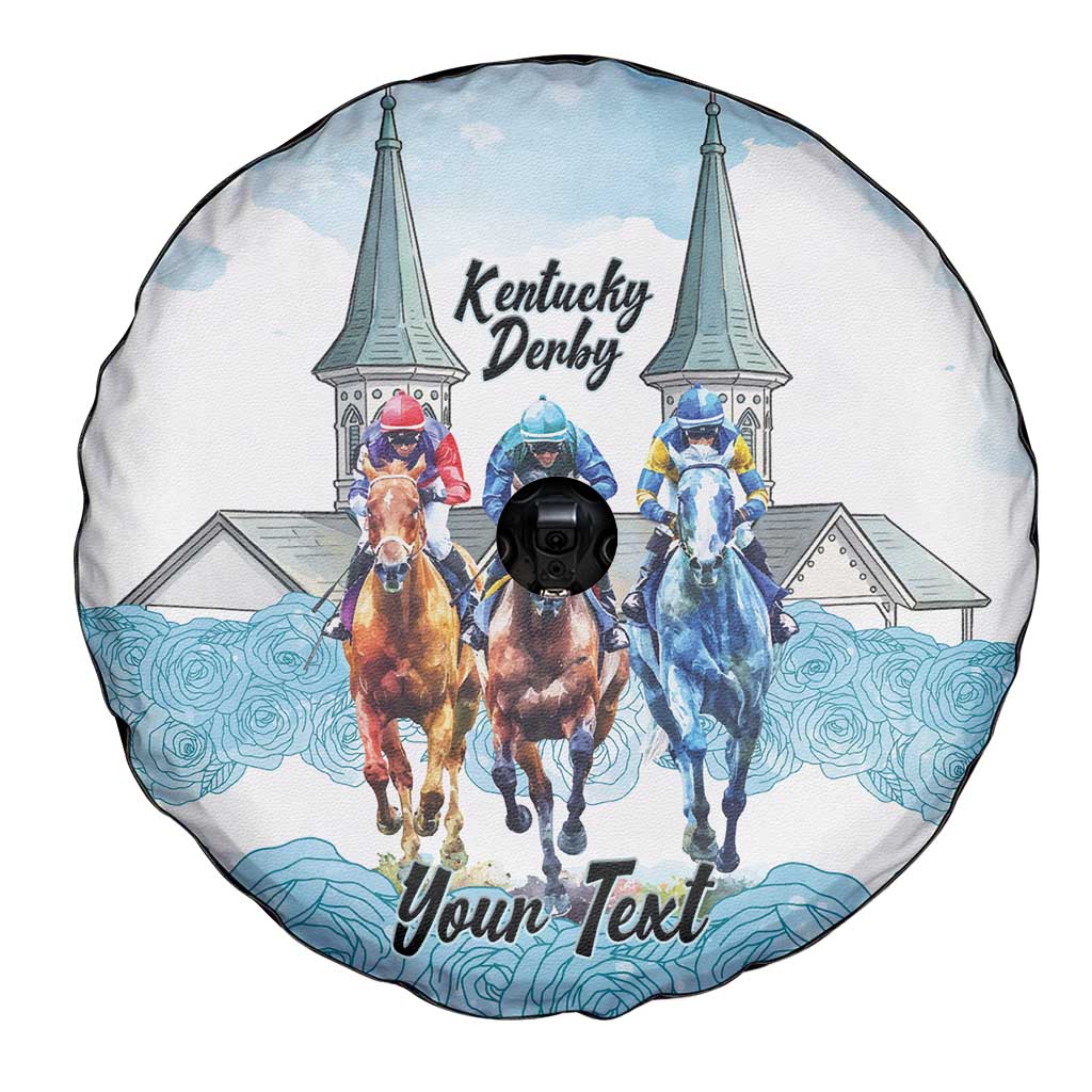 Kentucky Horse Racing Personalized Spare Tire Cover Churchill Downs Roses Pastel Blue