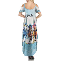 Kentucky Horse Racing Personalized Summer Maxi Dress Churchill Downs Roses Pastel Blue