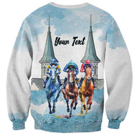 Kentucky Horse Racing Personalized Sweatshirt Churchill Downs Roses Pastel Blue