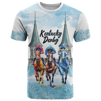 Kentucky Horse Racing Personalized T Shirt Churchill Downs Roses Pastel Blue