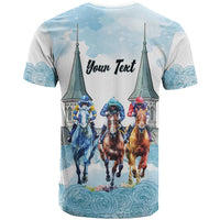 Kentucky Horse Racing Personalized T Shirt Churchill Downs Roses Pastel Blue