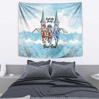 Kentucky Horse Racing Personalized Tapestry Churchill Downs Roses Pastel Blue