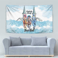 Kentucky Horse Racing Personalized Tapestry Churchill Downs Roses Pastel Blue