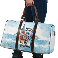 Kentucky Horse Racing Personalized Travel Bag Churchill Downs Roses Pastel Blue