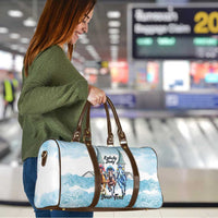Kentucky Horse Racing Personalized Travel Bag Churchill Downs Roses Pastel Blue