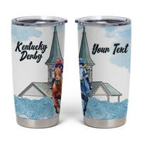 Kentucky Horse Racing Personalized Tumbler Cup Churchill Downs Roses Pastel Blue
