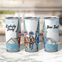Kentucky Horse Racing Personalized Tumbler Cup Churchill Downs Roses Pastel Blue