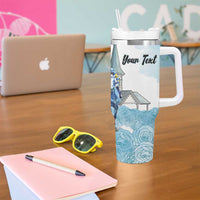 Kentucky Horse Racing Personalized Tumbler With Handle Churchill Downs Roses Pastel Blue