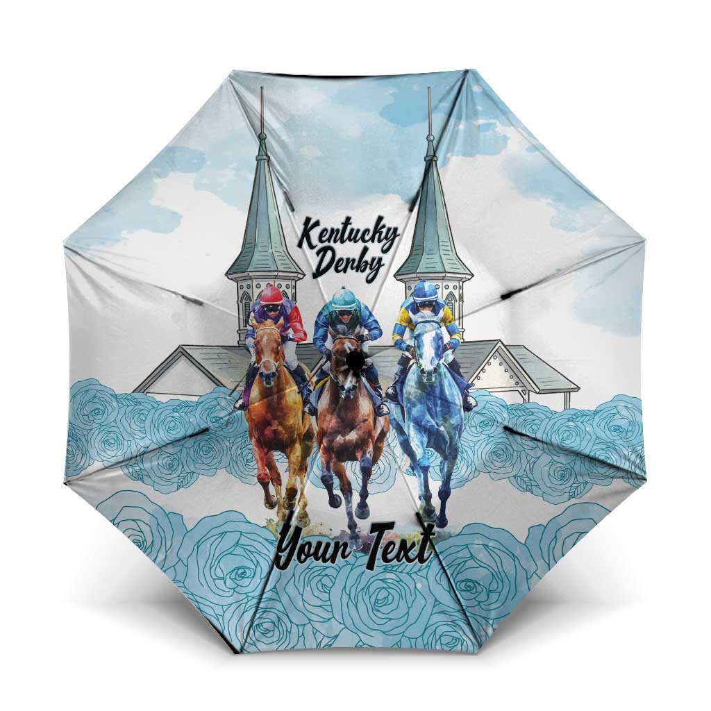 Kentucky Horse Racing Personalized Umbrella Churchill Downs Roses Pastel Blue