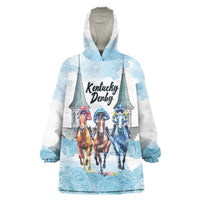 Kentucky Horse Racing Personalized Wearable Blanket Hoodie Churchill Downs Roses Pastel Blue