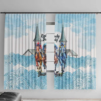 Kentucky Horse Racing Personalized Window Curtain Churchill Downs Roses Pastel Blue