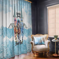 Kentucky Horse Racing Personalized Window Curtain Churchill Downs Roses Pastel Blue