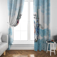 Kentucky Horse Racing Personalized Window Curtain Churchill Downs Roses Pastel Blue