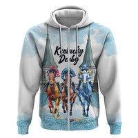 Kentucky Horse Racing Personalized Zip Hoodie Churchill Downs Roses Pastel Blue
