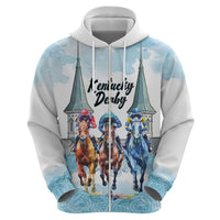 Kentucky Horse Racing Personalized Zip Hoodie Churchill Downs Roses Pastel Blue