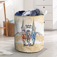 Kentucky Horse Racing Personalized Laundry Basket Churchill Downs Roses Pastel Yellow