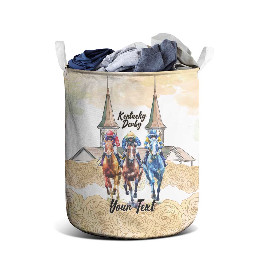 Kentucky Horse Racing Personalized Laundry Basket Churchill Downs Roses Pastel Yellow